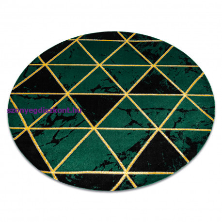 Bolti 22. EMERALD szőnyeg 1020 kör - glamour, elegáns márvány, háromszögek üveg zöld / arany kör 120 cm