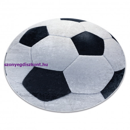 Bolti 22. BAMBINO 2139 kör mosható szőnyeg - foci gyerekeknek csúszásgátló - fekete / fehér kör 80 cm