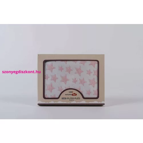 NAT. Pink Star baby plüss pléd