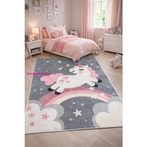 Den. Mile 5377-1 szürke 200 x 300cm unikornisos gyerekszőnyeg