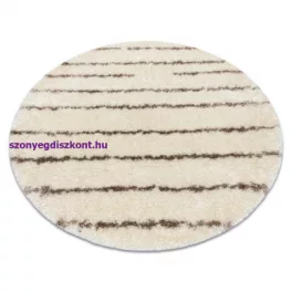   Kab. Szőnyeg FLUFFY 2371 kör shaggy csík - krém / bézs kör 160 cm