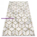 Kab. EMERALD szőnyeg 1014 glamour, elegáns kocka krém / arany 200x290 cm