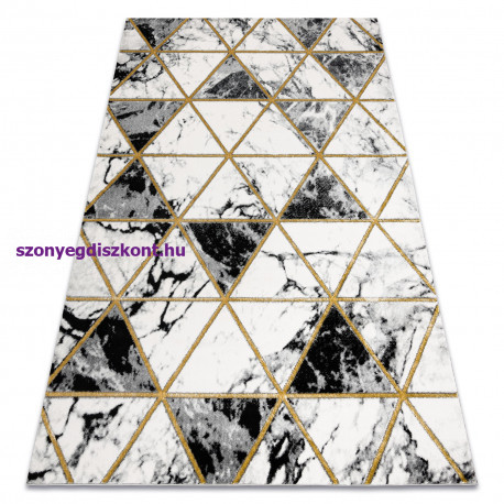 EMERALD szőnyeg 1020 glamour, elegáns márvány, háromszögek fekete / arany 140x190 cm