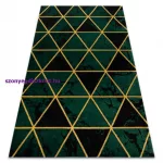 Kab. EMERALD szőnyeg 1020 glamour, elegáns márvány, háromszögek üveg zöld / arany 140x190 cm