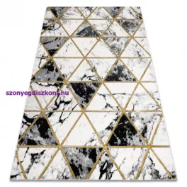   Kab. EMERALD szőnyeg 1020 glamour, elegáns márvány, háromszögek fekete / arany 80x150 cm