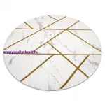 Kab. EMERALD szőnyeg 1012 kör - glamour, elegáns márvány, geometriai krém / arany kör 200 cm