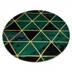 Kab. EMERALD szőnyeg 1020 kör - glamour, elegáns márvány, háromszögek üveg zöld / arany kör 160 cm