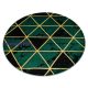 EMERALD szőnyeg 1020 kör - glamour, elegáns márvány, háromszögek üveg zöld / arany kör 160 cm
