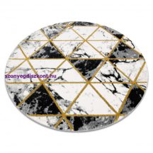   EMERALD szőnyeg 1020 kör - glamour, elegáns márvány, háromszögek fekete / arany kör 120 cm