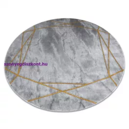   Kab. EMERALD szőnyeg 1022 kör - glamour, elegáns márvány, geometriai szürke / arany kör 120 cm