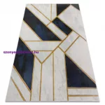Kab. EMERALD szőnyeg 1015 glamour, elegáns márvány, geometriai sötétkék / arany 160x220 cm