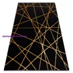 Kab. Modern GLOSS szőnyeg 406C 86 elegáns, glamour, art deco, geometriai fekete / arany 80x150 cm