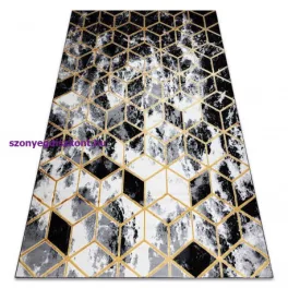   Kab. Modern GLOSS 3D szőnyeg 409A 82 Kocka elegáns, glamour, art deco fekete / arany / szürke 80x150 cm