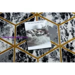 Kab. Modern GLOSS 3D szőnyeg 409A 82 Kocka elegáns, glamour, art deco fekete / arany / szürke 80x150 cm
