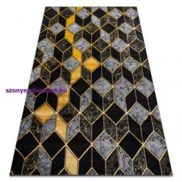   Kab. Modern GLOSS szőnyeg 400B 86 elegáns, glamour, art deco, 3D geometriai fekete / arany 160x220 cm