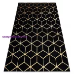 Kab. Modern GLOSS 3D szőnyeg 409C 86 Kocka elegáns, glamour, art deco fekete / arany 120x170 cm