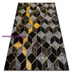 Kab. Modern GLOSS szőnyeg 400B 86 elegáns, glamour, art deco, 3D geometriai fekete / arany 140x190 cm