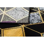 Kab. Modern GLOSS szőnyeg 400B 86 elegáns, glamour, art deco, 3D geometriai fekete / arany 280x370 cm