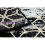 Kab. Modern GLOSS szőnyeg, futószőnyeg 409A 82 Kocka elegáns, glamour, art deco fekete / szürke / arany 80x250 cm