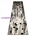 Kab. Modern GLOSS szőnyeg, futószőnyeg 409A 82 Kocka elegáns, glamour, art deco fekete / szürke / arany 80x200 cm