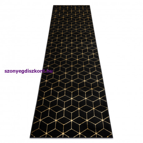 Modern GLOSS szőnyeg, futószőnyeg 409C 86 Kocka elegáns, glamour, art deco fekete / arany 70x300 cm