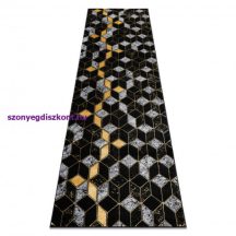   Modern GLOSS szőnyeg, futószőnyeg 400B 86 elegáns, glamour, art deco, 3D geometriai fekete / arany 70x250 cm