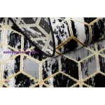 Kab. Modern GLOSS szőnyeg, futószőnyeg 409A 82 Kocka elegáns, glamour, art deco fekete / szürke / arany 70x250 cm