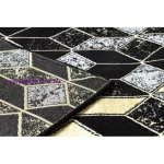 Kab. Modern GLOSS szőnyeg, futószőnyeg 400B 86 elegáns, glamour, art deco, 3D geometriai fekete / arany 70x200 cm
