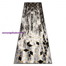   Modern GLOSS szőnyeg, futószőnyeg 409A 82 Kocka elegáns, glamour, art deco fekete / szürke / arany 70x200 cm