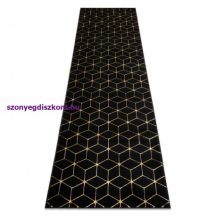   Modern GLOSS szőnyeg, futószőnyeg 409C 86 Kocka elegáns, glamour, art deco fekete / arany 60x300 cm