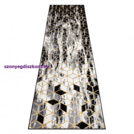   Kab. Modern GLOSS szőnyeg, futószőnyeg 409A 82 Kocka elegáns, glamour, art deco fekete / szürke / arany 60x250 cm