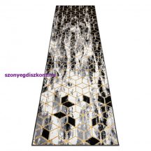   Modern GLOSS szőnyeg, futószőnyeg 409A 82 Kocka elegáns, glamour, art deco fekete / szürke / arany 60x200 cm