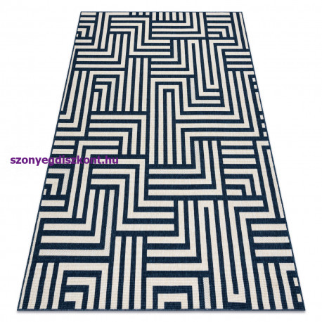 Szőnyeg SPRING 20421994 labirintus szizál, hurkolt - krém / kék 140x200 cm