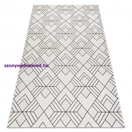 Fonott sizal flat szőnyeg 48731960 Négyzetek rombusz, геометричен krém / szürke 120x170 cm