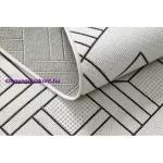 Kab. Fonott sizal flat szőnyeg 48731960 Négyzetek rombusz, геометричен krém / szürke 200x290 cm