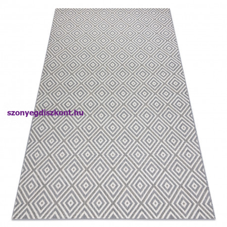 Fonott sizal flat szőnyeg 48607637 Négyzetek rombusz szürke / krém 80x150 cm