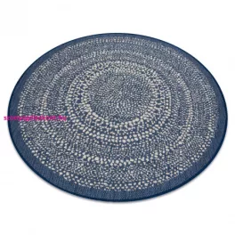   Kab. Fonott sizal Flat szőnyeg kör 48834591 Pontok elpirul kék kör 120 cm