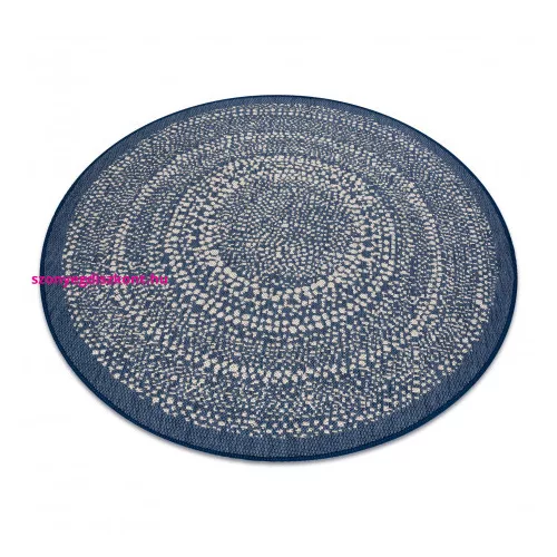Kab. Fonott sizal Flat szőnyeg kör 48834591 Pontok elpirul kék kör 120 cm