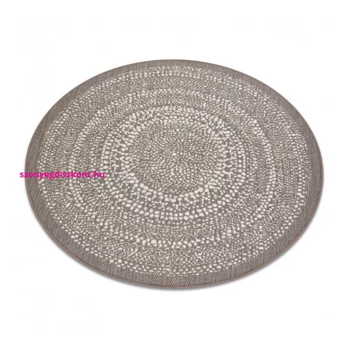 Kab. Fonott sizal Flat szőnyeg kör 48834686 Pontok elpirul bézs kör 120 cm