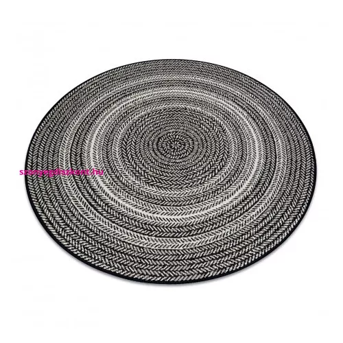 Kab. Fonott sizal Flat szőnyeg kör 48837690 Boho, fonat fekete kör 120 cm