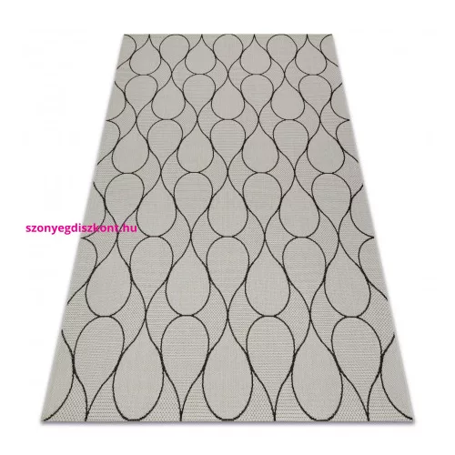 Kab. Fonott sizal flat szőnyeg 49379960 Cseppek krém / fekete 140x200 cm
