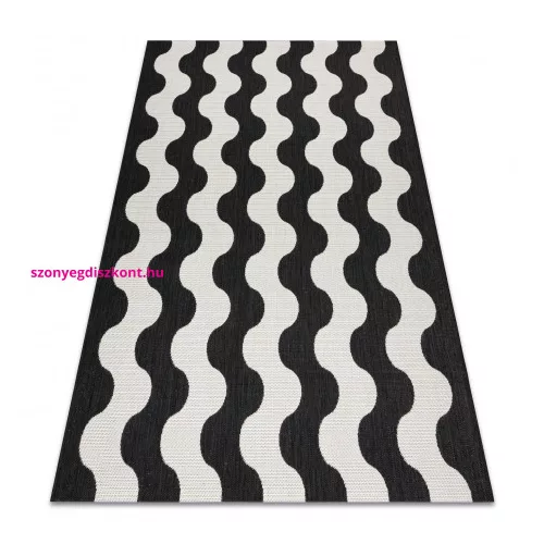Kab. Fonott sizal flat szőnyeg 49377690 Hullám krém / fekete 140x200 cm