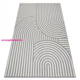   Kab. Fonott sizal flat szőnyeg 49376637 Körök csíkok szürke / krém 120x170 cm
