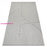 Kab. Fonott sizal flat szőnyeg 49376637 Körök csíkok szürke / krém 160x230 cm
