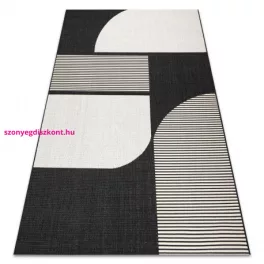   Kab. Fonott sizal flat szőnyeg 49384690 ABSZTRAKCIÓ krém / fekete 200x290 cm