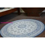 Kab. Fonott sizal flat szőnyeg kör48691/591 ÓLOMÜVEG virágok kék kör 120 cm