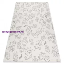   Kab. Fonott sizal flat szőnyeg 48774/367 Levelek Madarak krém szürke 80x150 cm