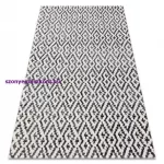 Kab. Modern szőnyeg MUNDO E0621 geometriai szabadtéri bézs / fekete 80x250 cm