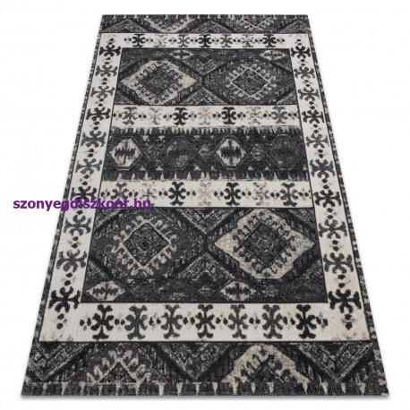 Modern szőnyeg MUNDO E0651 etnikai szabadtéri bézs / fekete 160x220 cm