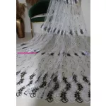 TRD. Kész függöny Brillant 77 fehér Fekete minta 300x160cm